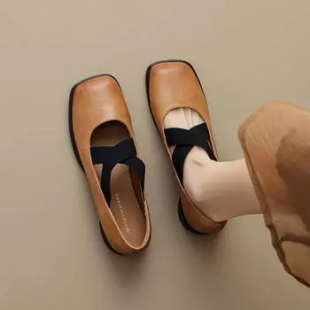 Мода 2024 Весна Новые женские туфли для отдыха на открытом воздухе Британский стиль Мэри Джейн Высокие каблуки Лоферы Женская повседневная обувь Одежда для работы и вечеринок 41-43 35 коричневый