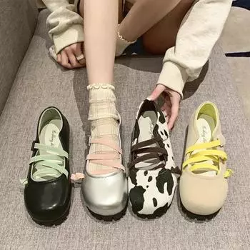 Мода 2024 Весна Новые женские туфли Мэри Джейн на плоской подошве Модные шелковые балетки с тонким ремешком Серебряные туфли на мягкой подошве 40 бежевый