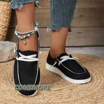 Мода 2024 Весна Осень Новая Мода Женская Вулканизированная Спортивная Обувь Повседневная Плоская Женская Белая Модная Холщовая Легкая Большая Размер 43 36 хаки