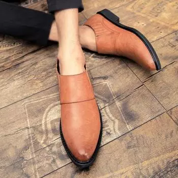 Мода 2024 Весна Осень Новые мужские ботильоны с острым носком Свадебные туфли жениха Высококачественная деловая официальная обувь для мужчин Бесплатная доставка 38 коричневый