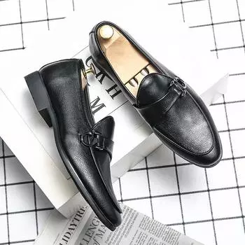 Мода 2024 Весна Осень Новые мужские туфли из натуральной кожи с острым носком Мягкая подошва Комфортные лоферы Мужская офисная деловая обувь 38
