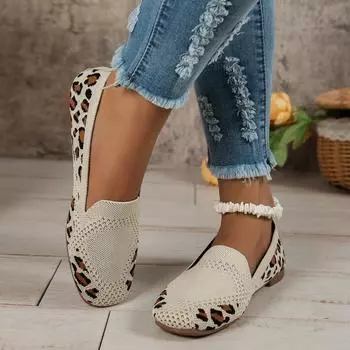 Мода 2024 Весна Осень Новые Сетчатые Балетки Женские Сетчатые Дышащие Кроссовки Женские Мокасины Слипоны С Квадратным Носком Размер 43 Zapatos Mujer 35 бежевый