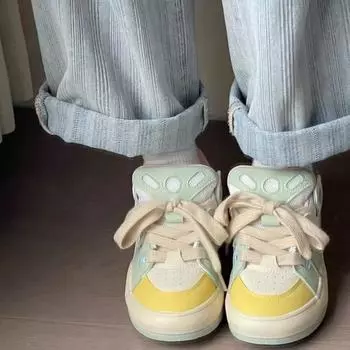 Мода 2024 Весна Осень Новые Женские Туфли Ретро Универсальные Толстые Подошвы Повседневные Женские Туфли Кампус Дышащие Кроссовки Для Девочек Tenis De Mujer 35