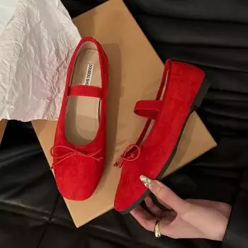 Мода 2024 Весна Осень Плоские туфли Микрофибра Твердые Женские Туфли Бренд Butterfly-knot Лаконичные Взрослые Плоские туфли 35 чёрный