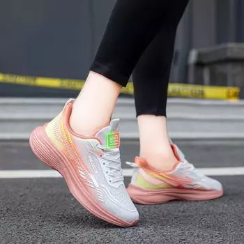 Мода 2024 Весна/Осень Женская вулканизированная обувь с круглым носком и плоской платформой для женщин Уличная нескользящая легкая повседневная спортивная обувь на плоской подошве 36 чёрный