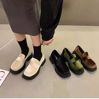 Мода 2024 Весна Роскошные Туфли Замшевые Женские Плоские Модные Туфли На Плоской Подошве С Квадратным Носком Женские Туфли На Плоской Подошве Неглубокие Каблуки Size 35(foot 22.5cm) бежевый