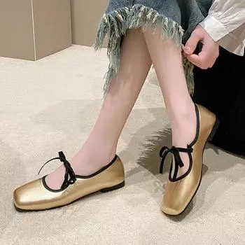 Мода 2024 Весна Женские балетки Модные и элегантные туфли с перекрестными ремешками для женщин Удобные туфли на мягкой подошве для женщин 35 чёрный
