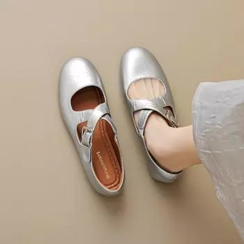 Мода 2024 Весна Женские Туфли на плоской подошве Корейский Стиль Мэри Джейн Женские Повседневные Туфли-лодочки Лоферы Одежда для работы и вечеринок Бесплатная Доставка 41-43 35 чёрный