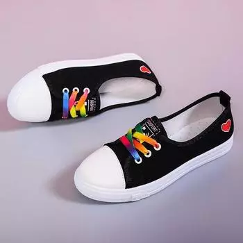 Мода 2024 Женская повседневная обувь Новая весна Белые кроссовки Модный тренд Черно-белые туфли на плоской подошве Молодежная девушка кампуса 35 чёрный