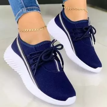 Мода 2024 Женские кроссовки на шнуровке Женские кроссовки больших размеров Обувь для женщин Мягкие однотонные женские дышащие Tenis Feminino 36 серый