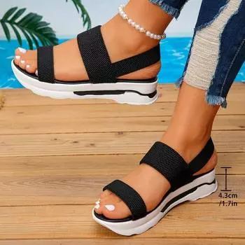 Мода 2024 Женские сандалии Легкие туфли на танкетке Женские летние сандалии Туфли на платформе с каблуком Sandalias Mujer Повседневная летняя обувь 36 синий