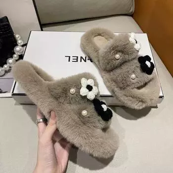 Мода 2024 Женские тапочки Винетер Хлопковая обувь 35