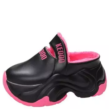 Мода 2024 Зима Новая мода Платформа Круглый носок Толстая подошва Верхняя одежда Женские хлопковые тапочки Удобные и теплые женские сапоги 34 бежевый