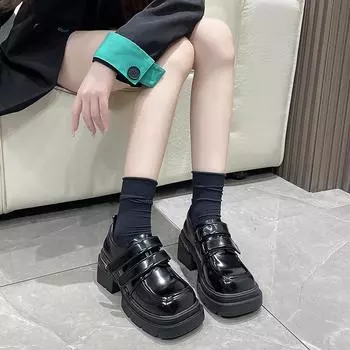 Мода 2024 Зима Новые женские модные повседневные теплые туфли на толстой подошве с низким верхом 35 чёрный