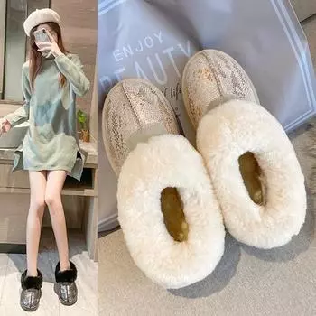 Мода 2024 Зима Женские Новые Стильные Модные Мягкие Меховые Толстые Подошвы Универсальные Повседневные и Удобные Зимние Сапоги 36 бежевый