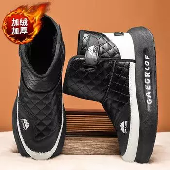 мода 2024 зимние сапоги для снегаобувь на платформедосугмужские сапогисредние сапоги-бочонки мужские теплые сапогимодная и универсальная мужская обувь 39 чёрный