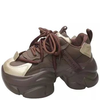 Мода 2024 Зимние Теплые Мягкие Кожаные Кроссовки Женские Спортивные Туфли На Высокой Платформе На Шнуровке 7 СМ Каблуки Меховые Зимние Туфли Женские 34 чёрный