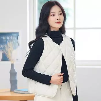 МОДА 2024 Зимний пуховик женский жилет с жилетом внутри, легкий и короткий повседневный белый утиный пуховый жилет снаружи Одежда S