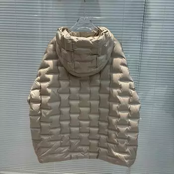 МОДА 2024 Зимняя клеевая с капюшоном большого размера свободная большая версия в 90 кг жира MM вниз женская одежда прилива M бежевый