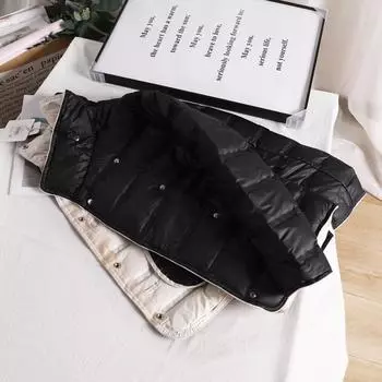 МОДА 2024 зимняя куртка-пуховик из клея женская, маленькая, короткая, с воротником-стойкой, с высоким воротом, белая утка, теплая зимняя одежда Одежда M чёрный