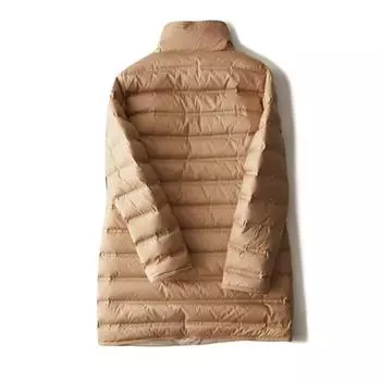 МОДА 2024 зимняя мода свободная тонкая средняя длинная стойка воротник двухсторонний износ прессованная резина белый утиный пух зимняя модная одежда S чёрный