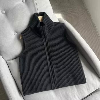 МОДА 2024 Зимняя мода Воротник-стойка Шерсть Сращивание Белый утиный пух Пуховый жилет Жилет Пуховая женская одежда M