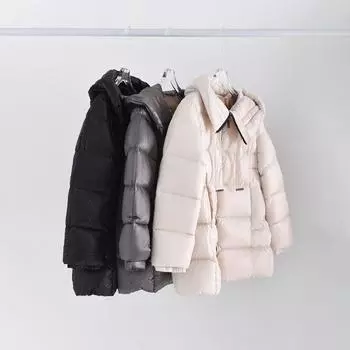 МОДА 2024 Зимняя новая мода с капюшоном из белого утиного пуха женская зимняя одежда утолщенная модная теплая трендовая одежда M чёрный