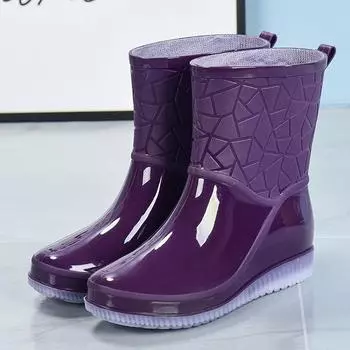 Мода 2024Botas De Lluvia Para Mujer Уличные женские резиновые сапоги из износостойкого пластика ПВХ Обувь для кухни Водонепроницаемая обувь, все сезоны 36 зелёный