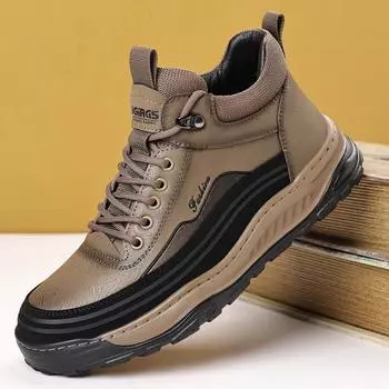 Мода 2024Новая мода для мужчин, повседневная плоская дизайнерская обувь для ходьбы, уличные противоскользящие кроссовки на платформе, натуральная кожа, на шнуровке, вулканизированная обувь 38 чёрный