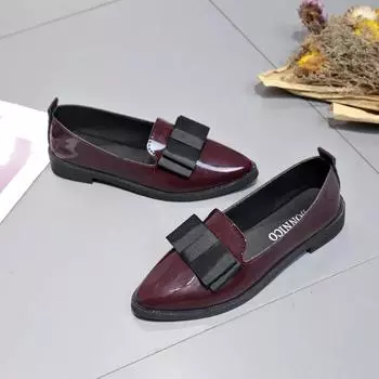 мода 2024Новые летние женские туфли на плоской подошве с острым носком на плоской подошве для женщин, уличные туфли на платформе без застежек, платье Butterfly-kont, однотонные мокасины 35 чёрный