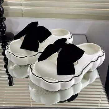 мода 2024Тапочки для женщин новые модные сандалии с большим бантом дизайн для улицы и дома нескользящие шлепанцы для мужчин и женщин высокое качество 35-36