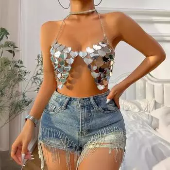 Мода 2025 22 Сексуальный акриловый зеркальный жилет Love 2 one size fits all