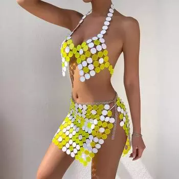 Мода 2025 22wis сексуальный ночной клуб чистый ручной работы жилет сращивания 22 One size