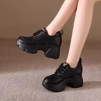 Мода 2025 года. Дизайнерские массивные кроссовки для женщин. Весна-Осень. Повседневная обувь на толстой подошве. Женская мода. Замшевые кроссовки на платформе для женщин. 34 коричневый