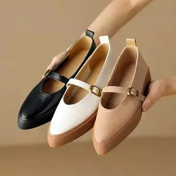 Мода 2025 года, новые кожаные туфли Мэри Джейн на платформе, женские модные туфли с пряжкой на ремне, повседневная обувь с толстой подошвой для женщин, удобные туфли на плоской подошве 35 светло-коричневого