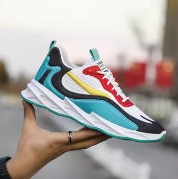 Мода 2025 Новая летняя мужская тканевая обувь Дышащая обувь на толстой подошве Повседневная обувь Мужская корейская мода Спортивная обувь Мужские кроссовки 39 зелёный