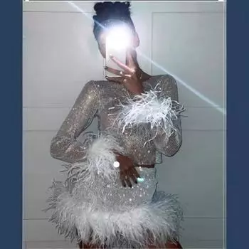 Мода 2025 Стразы хит продаж сетка стразы полые полупрозрачные дырявый пупок верхняя одежда 22 one size fits all чёрный