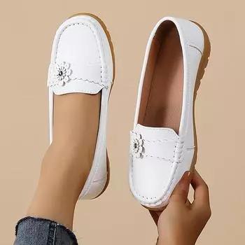 Мода 2025 Весна и Осень Новые Женские Лоферы Zapatos Mujer Модные и Универсальные Плоские Туфли Повседневные Кроссовки Мокасины Слипоны Обувь 35