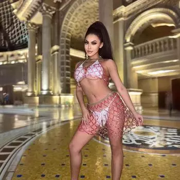 Мода 2025 Женская одежда 22 ночной клуб цветной комплект с отделкой из жемчуга и вырезом под горло 23 One size