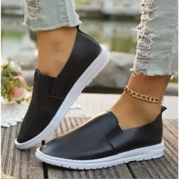 Мода 204 осень новые одинарные туфли легкие и удобные с круглым носком черно-белые популярные туфли на плоской подошве размер 36-43 36 белый