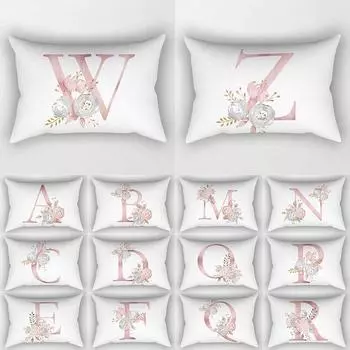 Мода 26 букв наволочка наволочка английский алфавит наволочка украшение дома наволочка цветы наволочка модная наволочка W