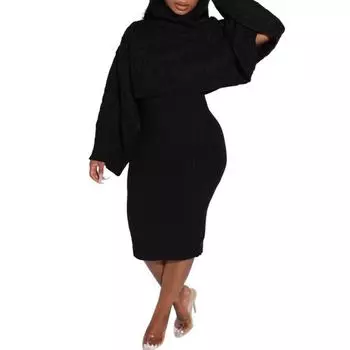 МОДА, 2 шт., сексуальный женский однотонный пуловер с длинным рукавом и воротником-черепахой, свитер, жилет, платье S темно-серого