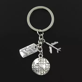 Мода 30 мм брелок для ключей ювелирные изделия World Travel Find Joy In Journey подвеска в виде самолета серебряный