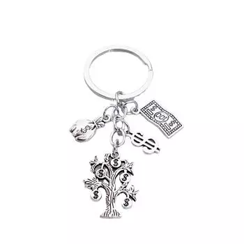 Мода 30 мм брелок для ключей ювелирные изделия денежное дерево кошелек доллар кулон