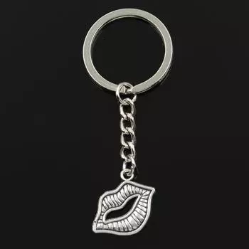 Мода 30 мм брелок металлический брелок ювелирные изделия антикварная бронза сексуальные губы поцелуй 24x20 мм кулон серебряный