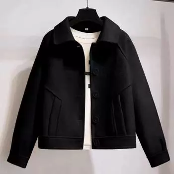 МОДА 350г шерстяное пальто женское короткое короткое весна и осень новое свободное шерстяное пальто винтажная одежда M