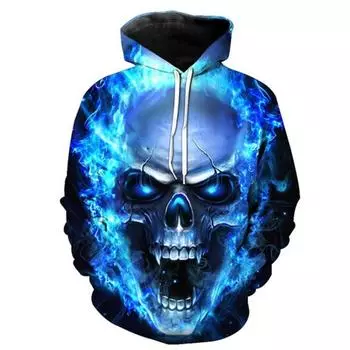 Мода 3d Cool Skull или Wolf Print Мужчины Женщины Топы Толстовки Рубашки Осень Повседневный Длинные рукава Толстовки Пуловеры С капюшоном Хип-хоп Верхняя одежда Hoodie_ZjZ S