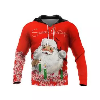 Мода 3D Счастливого Рождества Рождество Новые толстовки и свитшоты Детские свитера Санта-Клауса Унисекс Зимние Harajuku с капюшоном Толстовки с капюшоном S