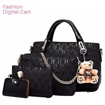 Мода, 4 шт./компл., женская сумка, искусственная кожа, роскошные дизайнерские сумки, сумки, сумки через плечо, сумки-кошельки красный