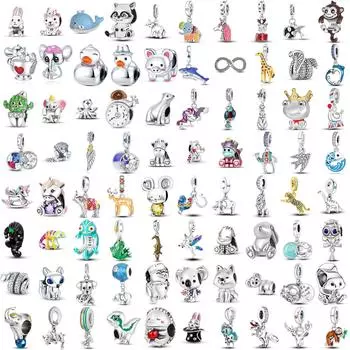 Мода 925 Серебряные Подвесные Бусины Животных Акулы Подходит Оригинальный Браслет DIY Для Ожерелья Кулона Изготовление Для Женщин